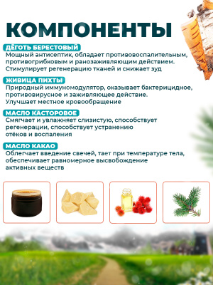 Свечи БиоПрофи Дегтярные Берестовые