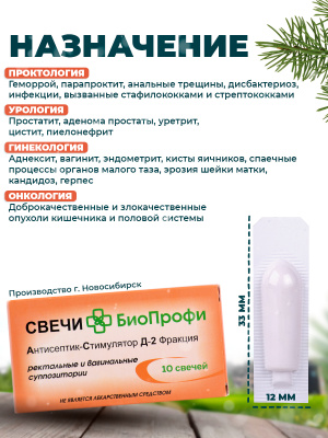Биопрофи свечи АСД - 2 Ф с живицей и касторовым маслом 